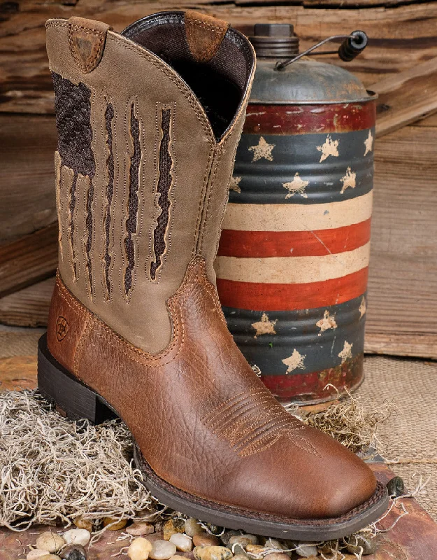 Mens My Country Brown Venttek Flag Western Boots 10044564