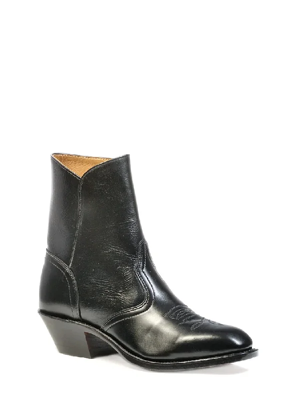 Boot Men's (1114) - 7"" Western Toe Western Dress Boot with Side Zipper in Torino Black