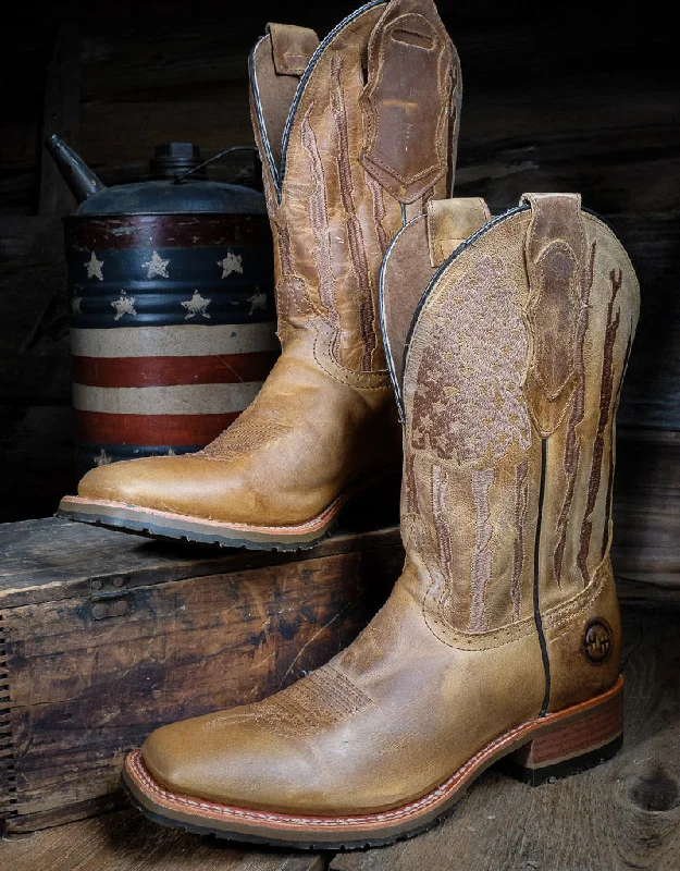 Men's Double H Covada Stockman Tan Flag  Western Boots DH7033