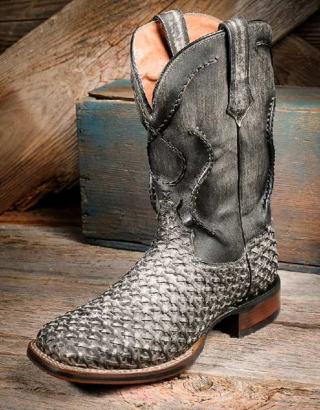 Men's Stanley Charcoal Braided Basket Weave Western Boot DP4909