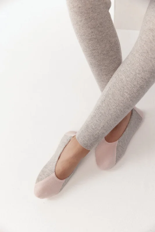 Two-Tone Cashmere Slipper - Grey Melange/Pink