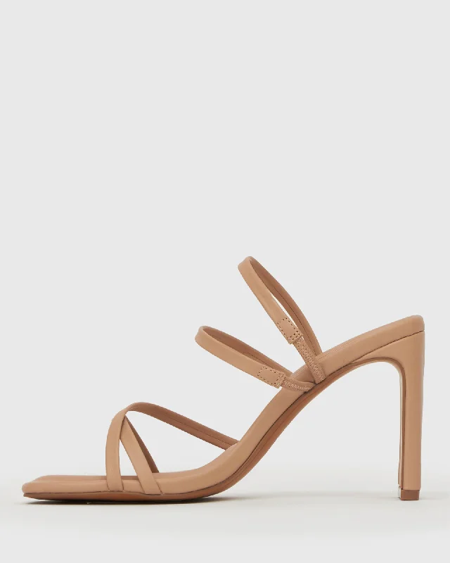 CALLABRIA High Block Heel Strappy Mules