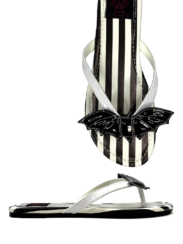 Betty Bat Black & White Striped Sandal