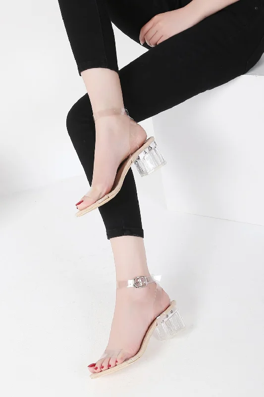 Transparent Chunky High Heels Sandals