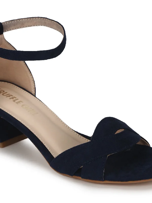 Navy Blue Micro Low Heel Sandals