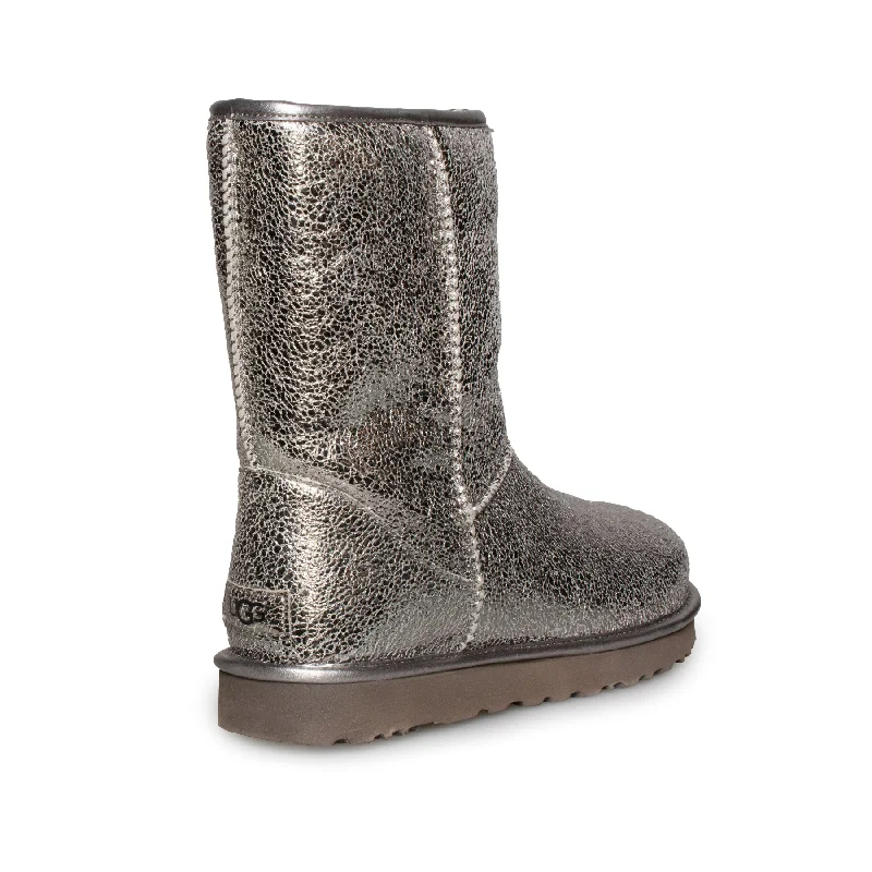 UGG Classic Short Metallic Sparkle Gunmetal Boots - Women's