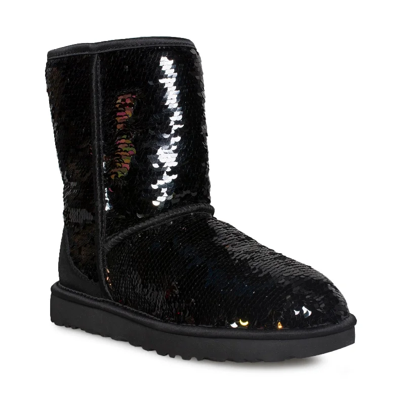 UGG Classic Short Sequin Black Boots - Women's