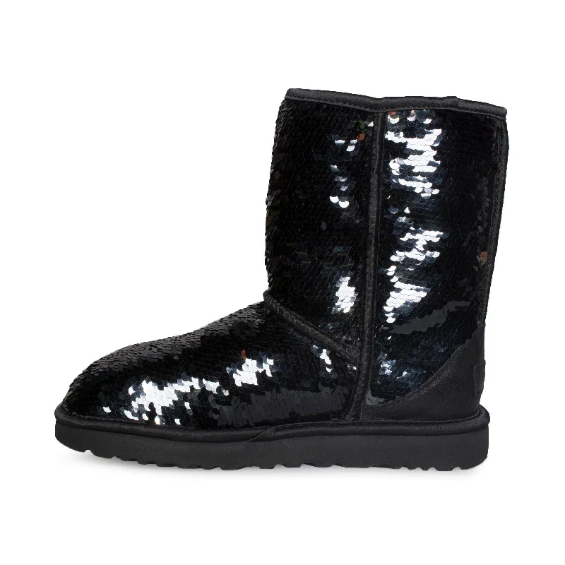 UGG Classic Short Sequin Black Boots - Women's