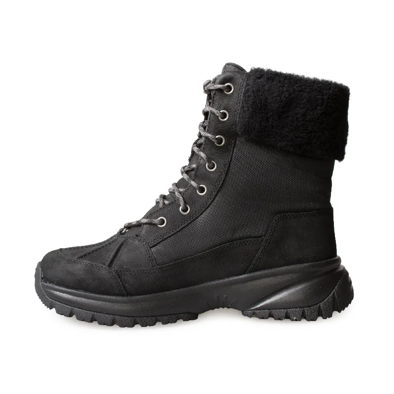 UGG Yose Fluff Hiker Black Boots - Women's