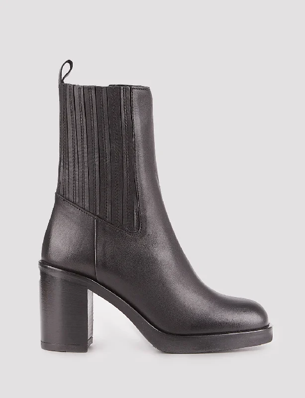 Women Black Genuine Leather Ankle Boots