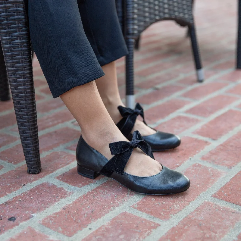 Black Ballet Flat + Black Velvet Marie Strap