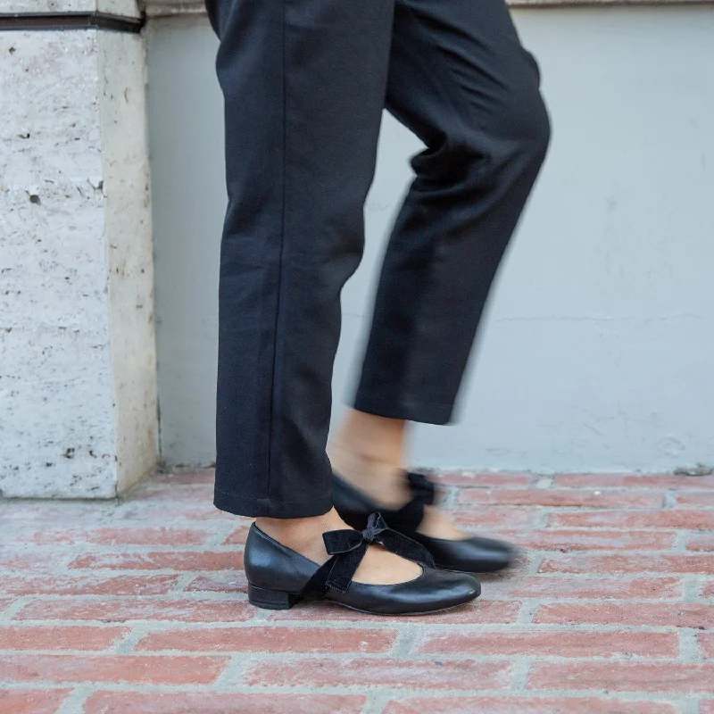 Black Ballet Flat + Black Velvet Marie Strap