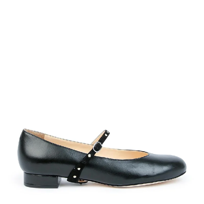 Black Ballet Flat + Studded Twiggy Strap