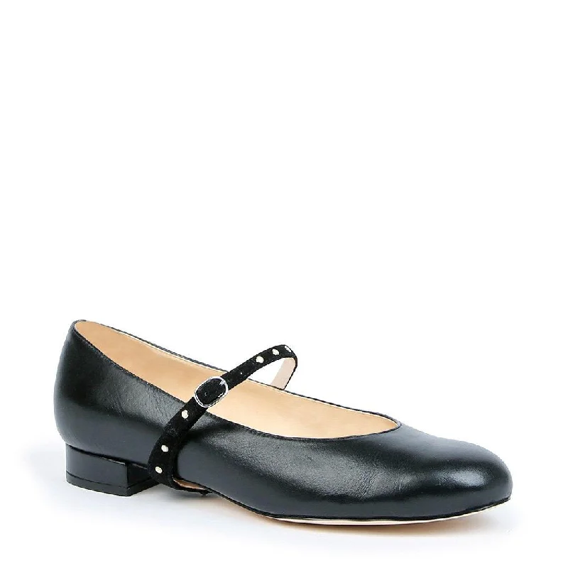 Black Ballet Flat + Studded Twiggy Strap