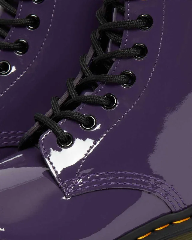 DR MARTENS 1460 WOMEN'S PATENT LEATHER LACE UP BOOTS - BLACKCURRANT PATENT LAMPER