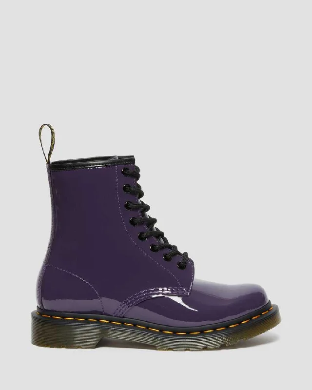 DR MARTENS 1460 WOMEN'S PATENT LEATHER LACE UP BOOTS - BLACKCURRANT PATENT LAMPER