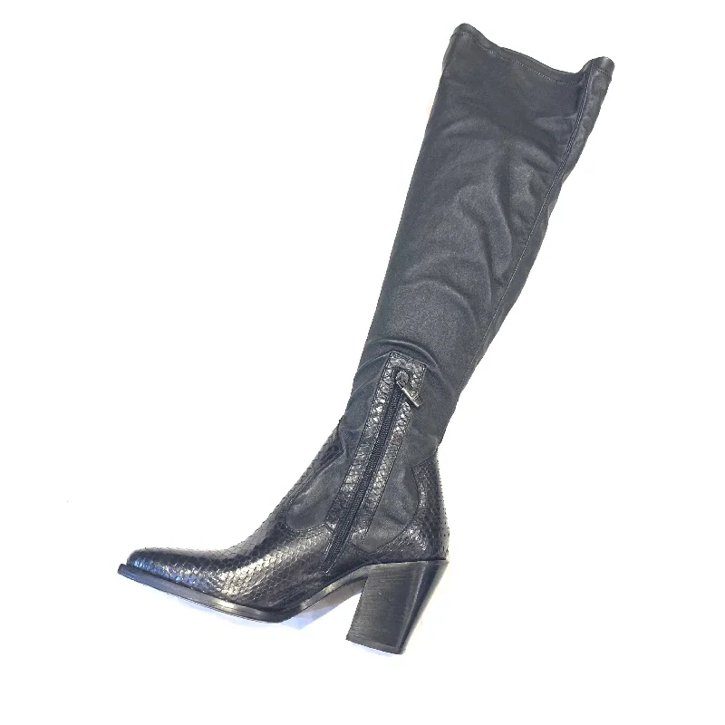 Jo Ghost Ladies Black Python Snakeskin Leather Knee Boots