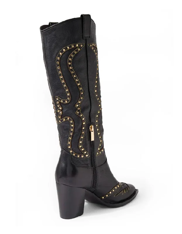 Lurva Black/Gold Leather Boots