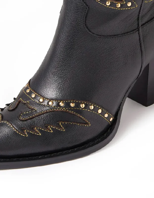 Lurva Black/Gold Leather Boots