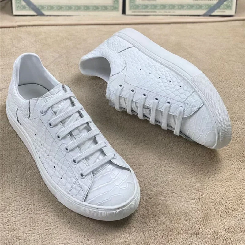 Men and Women Autumn Genuine Alligator Leather Lace-up Casual Shoes