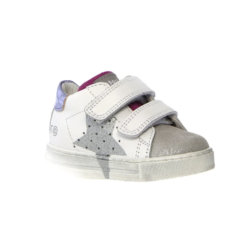 Naturino Toddler's (Sizes 22-26) Falcotto Salazar VL White Leather/Silver Shimmer Star