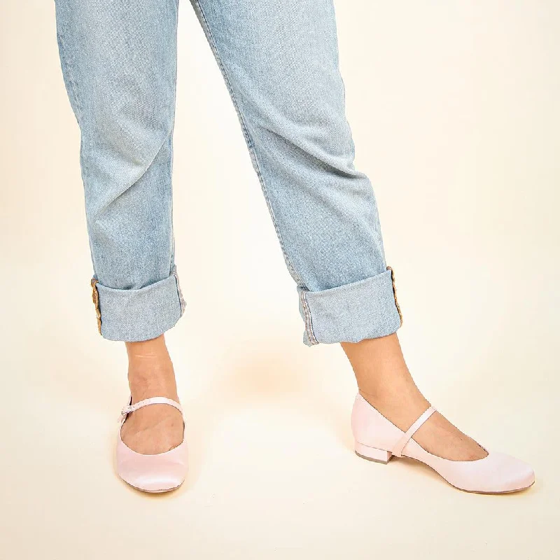 Rose Satin Ballet Flat + Twiggy Strap