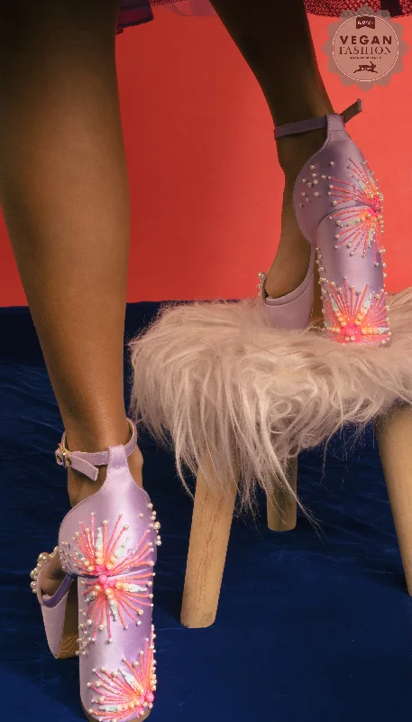 The Dandelion Twinkle - Lilac Platform Block Heels