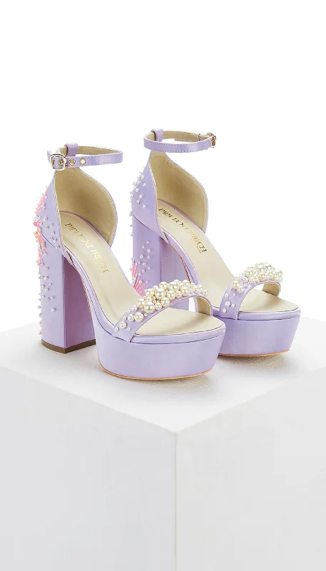 The Dandelion Twinkle - Lilac Platform Block Heels