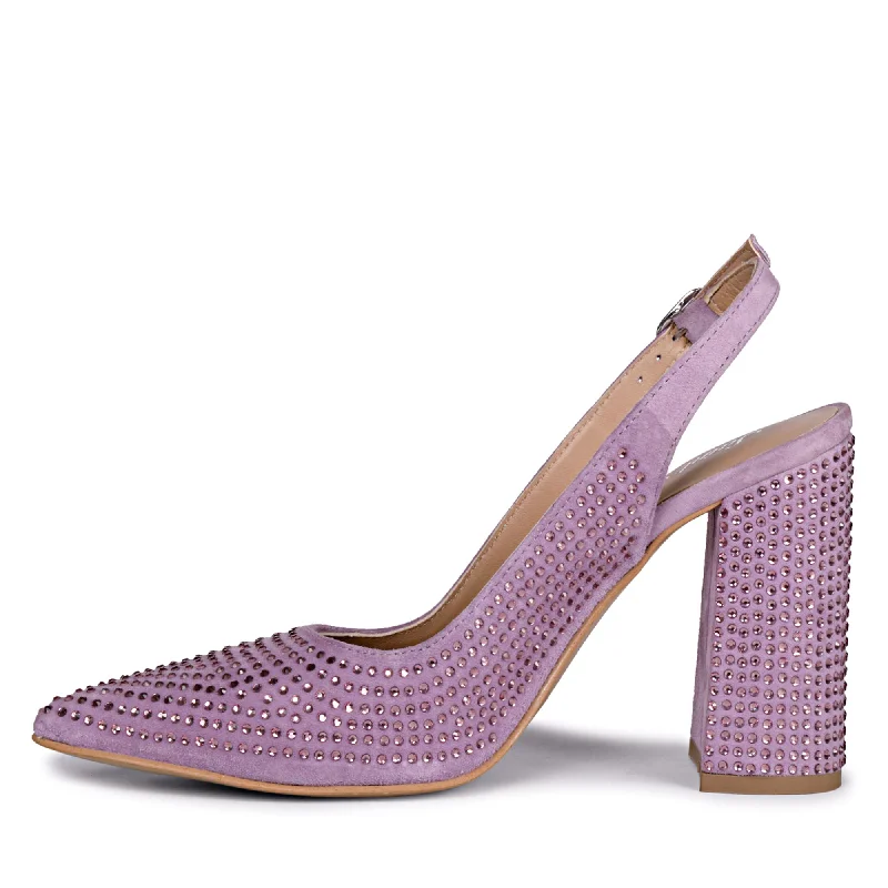 Saint Alyssa Crystal Embellished Lilac Leather Pumps