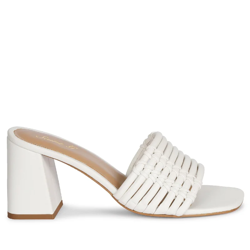 Saint Bethany White Leather Block Heels