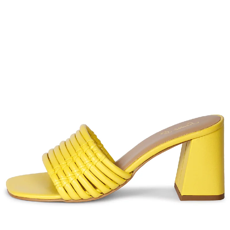 Saint Bethany Yellow Leather Block Heels