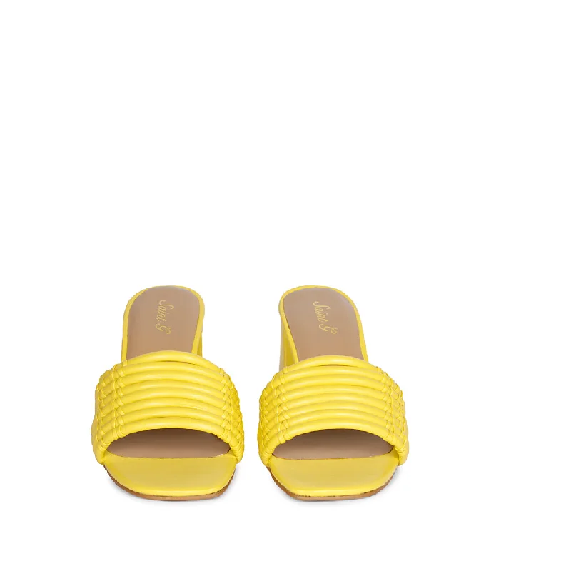 Saint Bethany Yellow Leather Block Heels