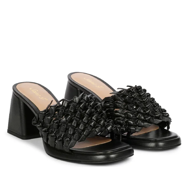 Saint  Nicia  Black Leather Block Heels