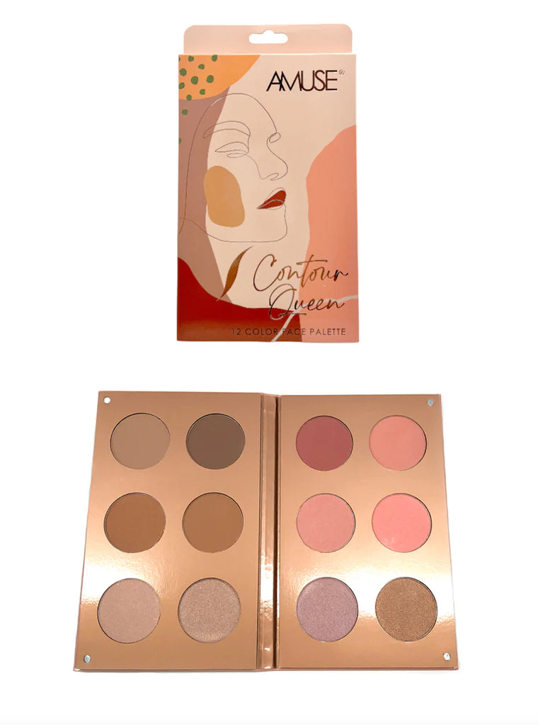 AMUSE - CONTOUR QUEEN 12 COLOR FACE PALETTE-1PC