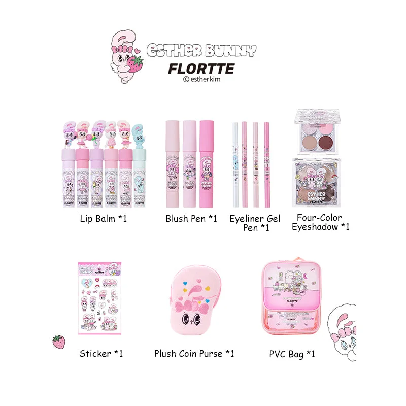 FLORTTE Natural Pink Series - BUNNY Limited Edition Makeup Gift Set (Seven Pieces)